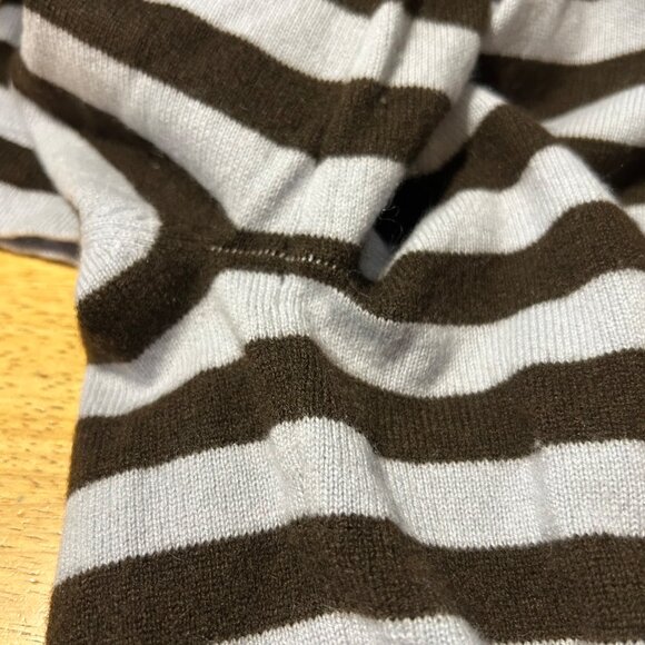 Womens Iris Singer Ice Blue Brown Striped Pure Cashmere Turtleneck Sweater S - Picture 11 of 12